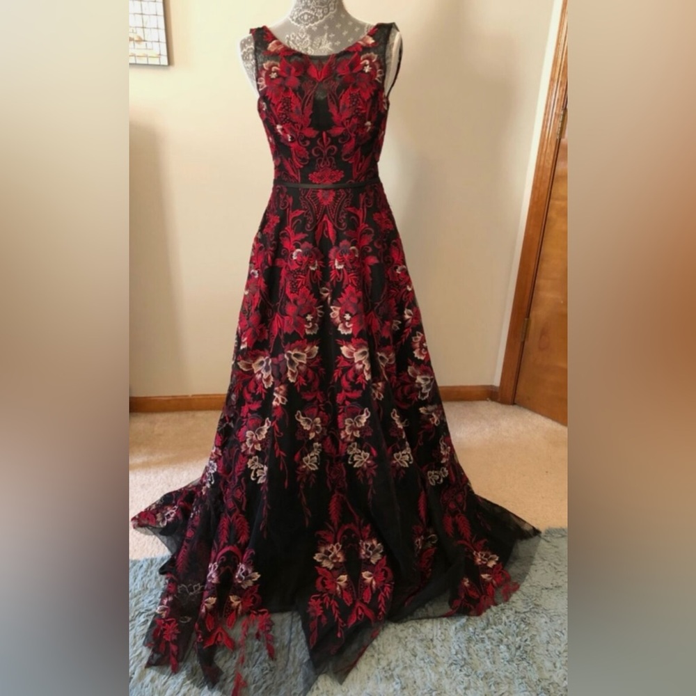 Basix Black Label Embroidered Ballgown Dress sz 2 NWT - Picture 4 of 11